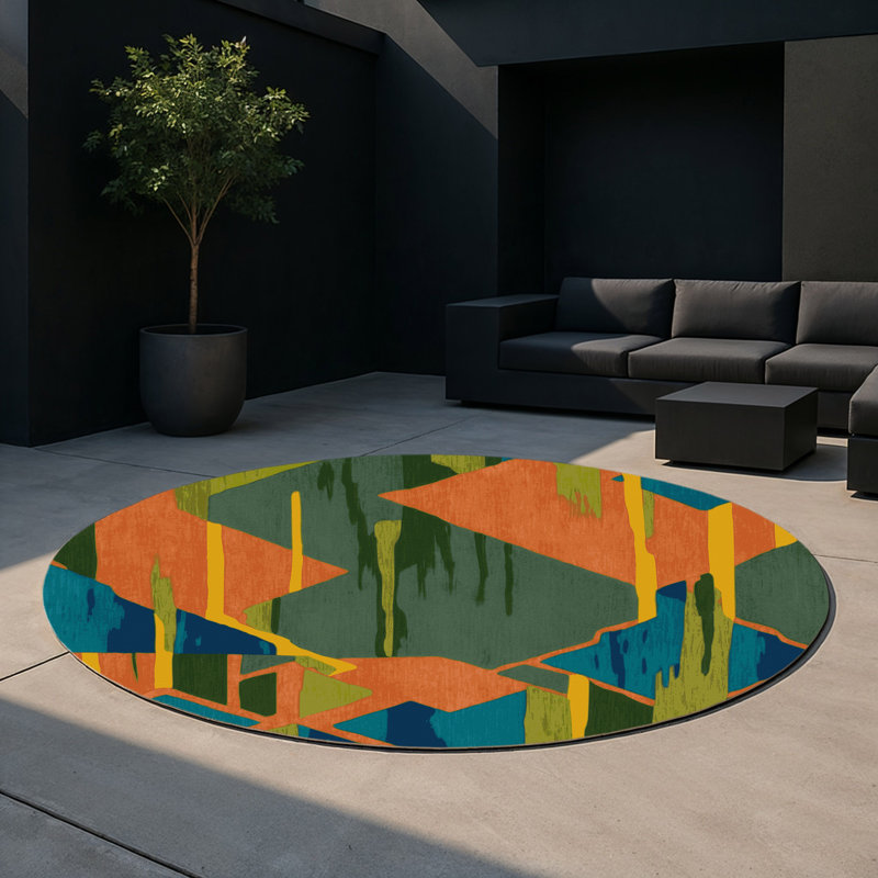 Sunkissed Horizon Indoor And Outdoor Area Rug, Round 5'