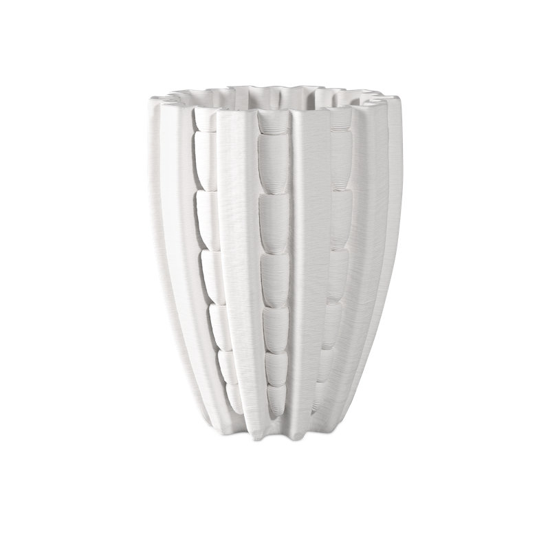 Vase cannelé moyen, H 10,5 po x l 7,75 po x P 7,75 po