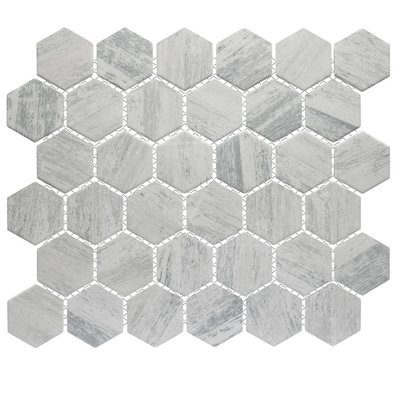 Cassis 2" Hex 11-1/8 In. X 12-5/8 In. Porcelain Mosaic Tile, White