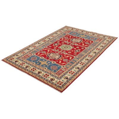 One-of-a-Kind Qaiden Hand-Knotted Finest Gazni Red/Beige/Blue 6'7"" x 9'9"" Wool Area Rug -  Isabelline, 7D16426FE5784CC999FF4EABD66229D3