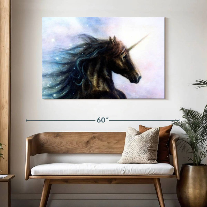 Kelan Black Unicorn, 32" H x 48" W