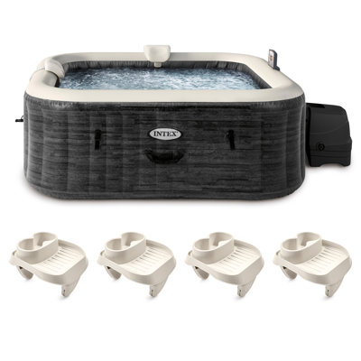 Intex 120 Volt Plastic Square Inflatable Hot Tub in Gray
