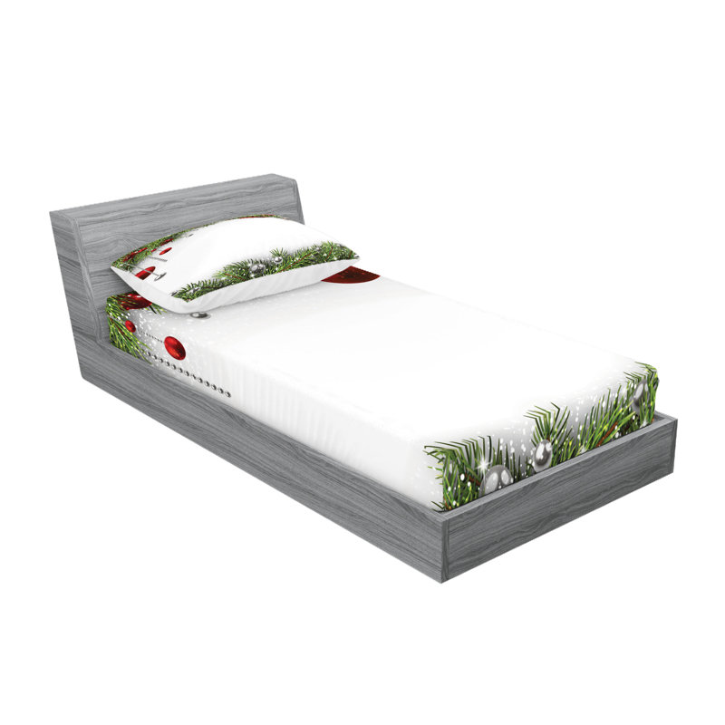 Ambesonne Christmas Fitted Sheet & Pillow Sham , Multicolor, Twin Sheet Set + 2 Pillowcases