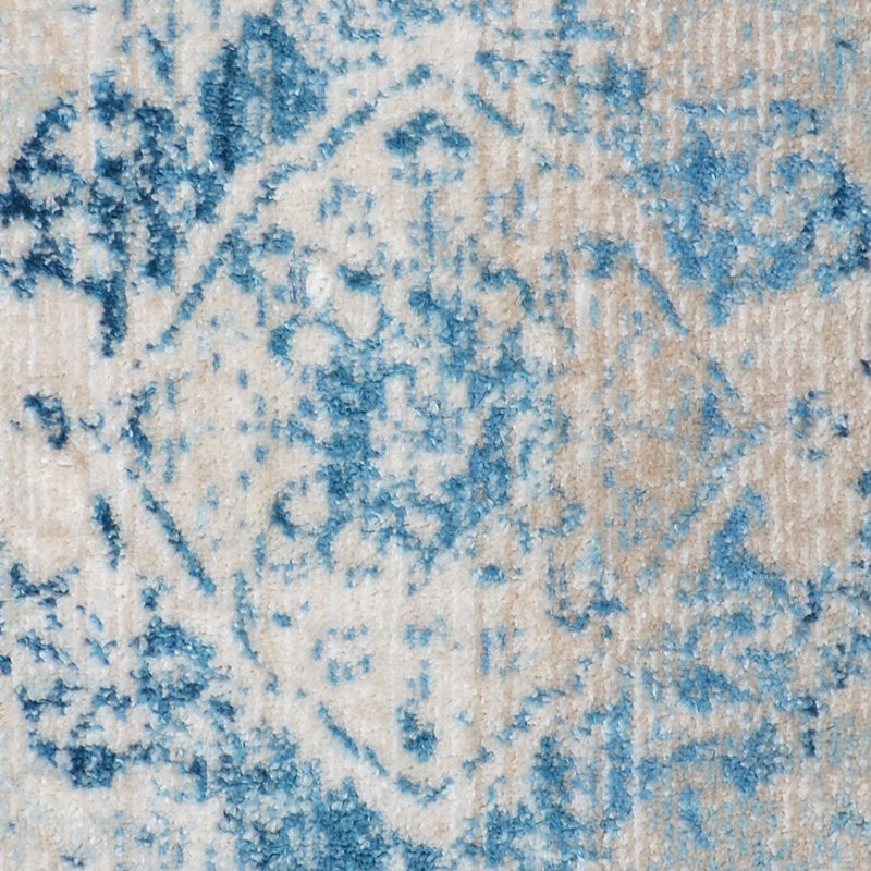 Crayton Machine Made Polyester Area Rugs - Blue Color, Oriental Design, Low Pile Machine Made Area Rugs for Living Room, Bed Room