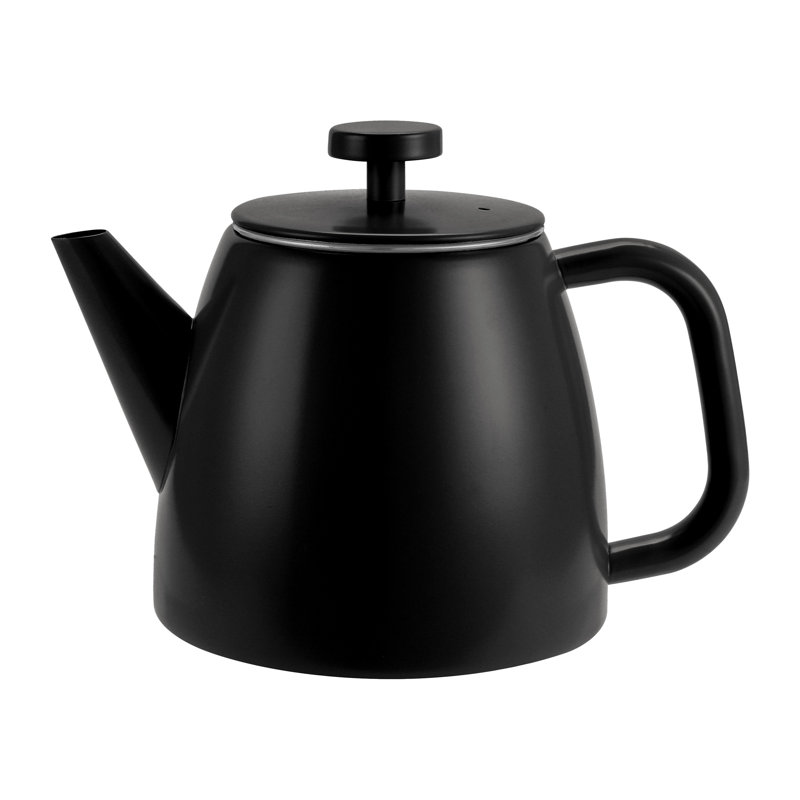 Café Olé Kelham Double Wall Stainless Steel Teapot with Infuser Basket, Thermal Insulated, 600ml, 2-3 Cup Tea Pot, Black