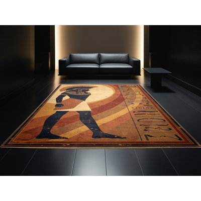 Tapis doux moelleux de style rétro histoire et civilisation en brun - reliure brun clair