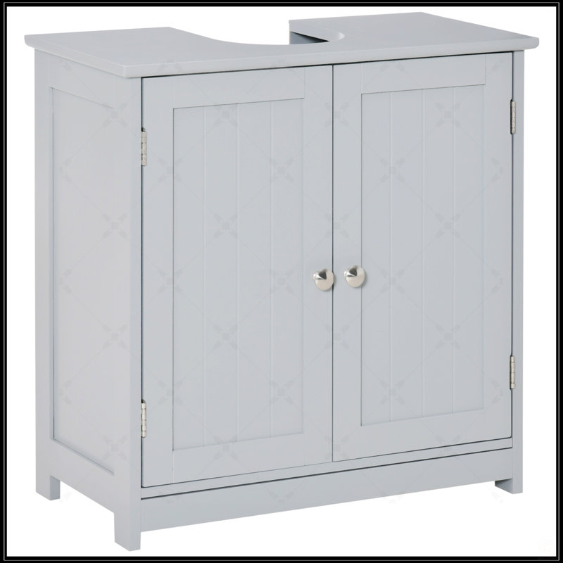 Armoire de rangement en U à piédestal avec tablette réglable Kleankin, gris, Gris
