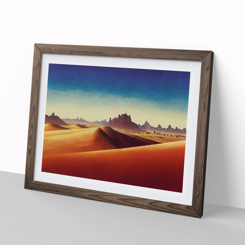 Desert in Watercolour Vol.2 1 Piece Single Picture Frame Wall Art, 34cm H x 46cm W, Walnut