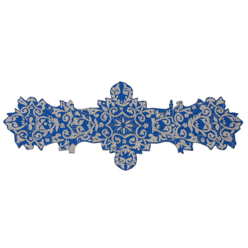 Large Blue Framed Flower Runner