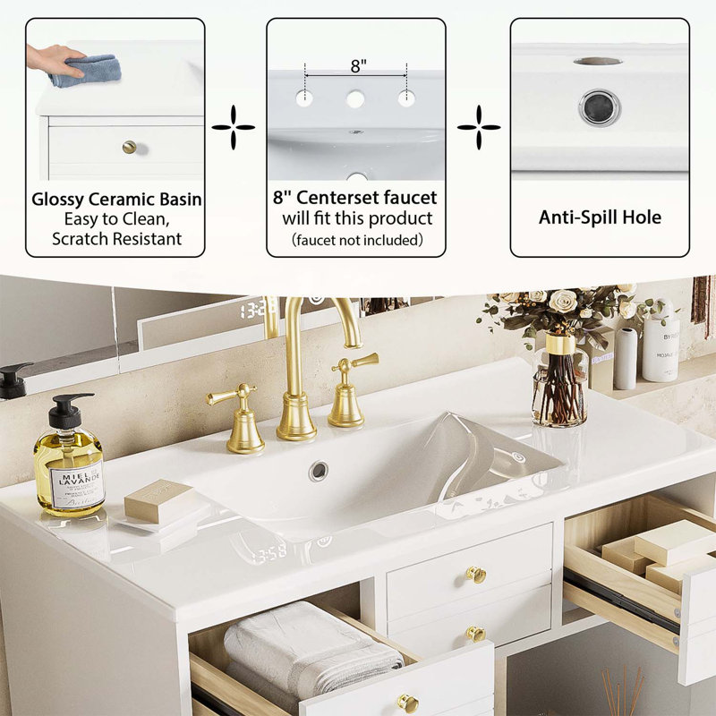 Meuble-lavabo autoportant sophistiqué avec rangement abondant et qualité durable