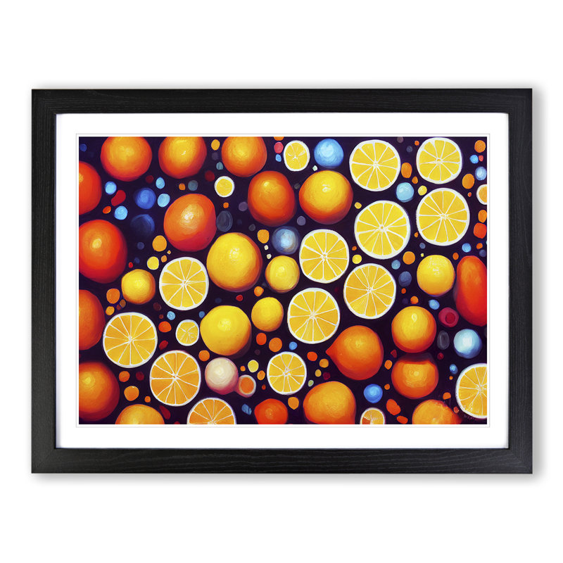 Sliced Oranges Fruit - Framed Print, Black, 46cm H x 64cm W x 2cm D