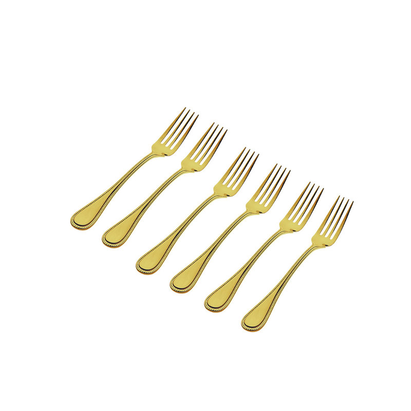 Ensemble de 6 fourchettes de table en acier inoxydable Mireya 18/0, Doré, Miroitant
