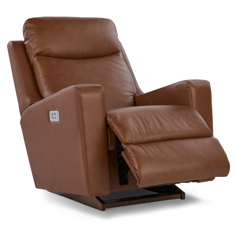 Emmons Leather Rocker Recliner, Oak
