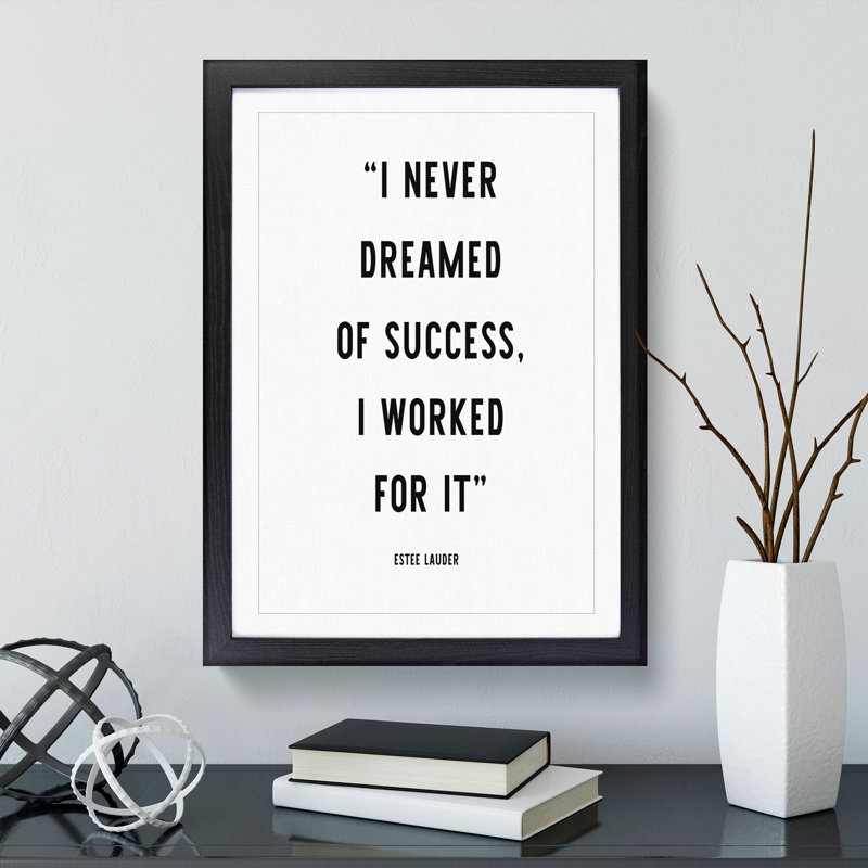 Dreamed of Success - Picture Frame Typography, 36cm H x 27cm W x 2cm D, Black