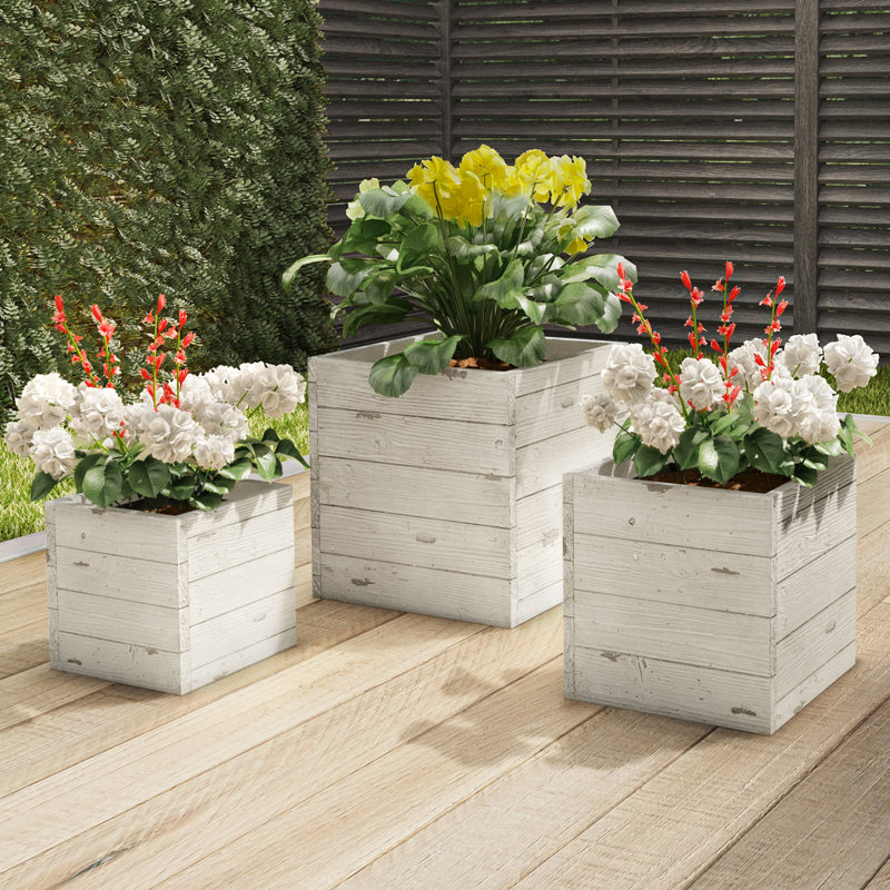 Pots à fleurs Rhoads - Pot à fleurs 3 - 15,1 po, 12,1 po et 9,6 po - Grands pots de fleurs d'extérieur - Pots de fleurs rustiques pour l'extérieur de Pure Garden 
