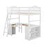 Lit mezzanine simple avec tiroirs, armoire, tablettes et bureau, lit mezzanine en bois avec bureau