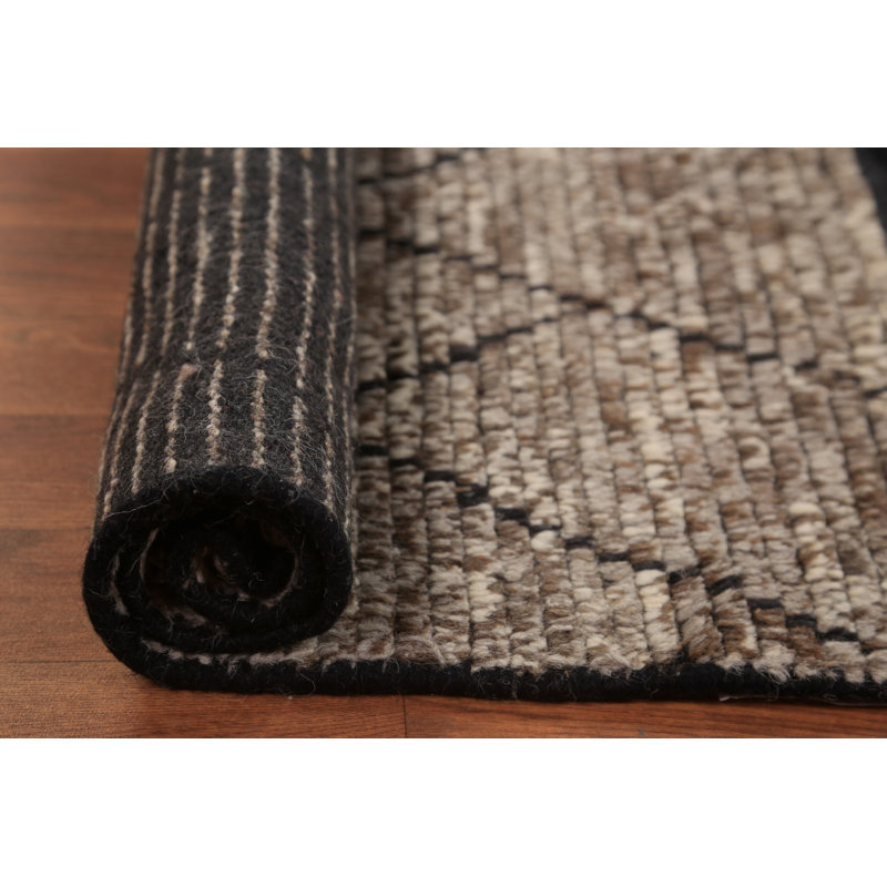 Striped Brown Moroccan Oriental Accent Rug 2x3