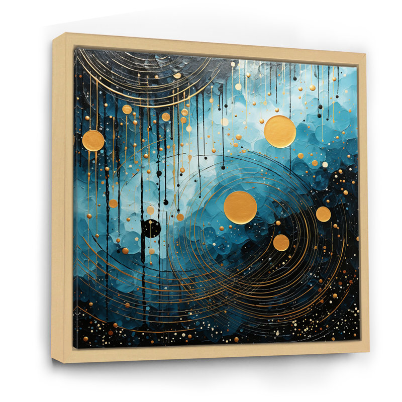 «Blue Minimalisme Moon VI» sur toile, H 16 po x l 16 po x P 1 po, Cadre naturel flottant