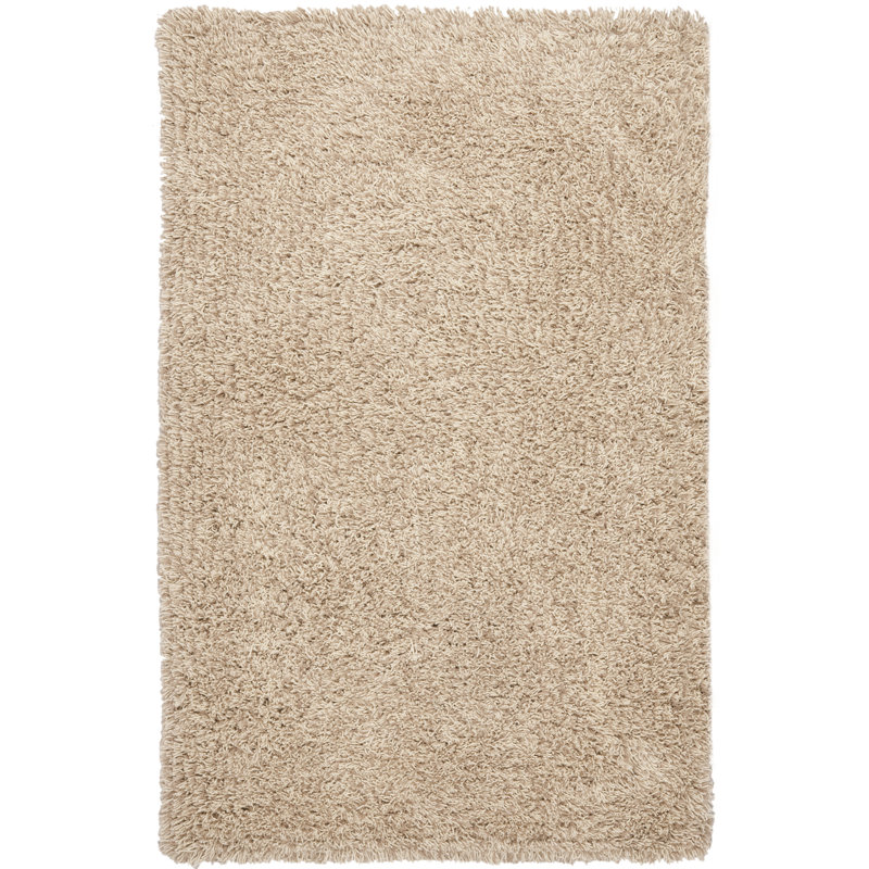 Assorted Shag Wool Pile Solid Color Rug in Ivory, Rectangle 8' x 10'