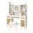Frohna Rattan Door Makeup Vanity Desk with Mirror & Lights, 47'' Modern Boho Vanity Table with Stool-931682958