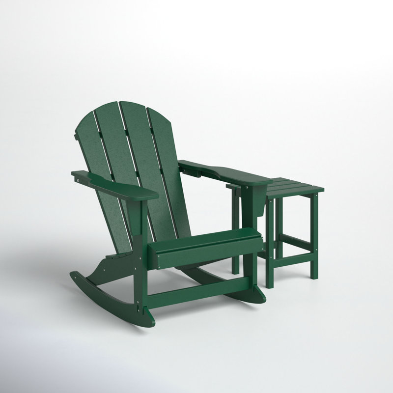 Laguna Outdoor Adirondack Chair With Table, Dark Green
