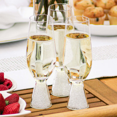 Sparkles Home | Ensemble de flûtes à grillage sans pied Vetrina | 6 verres en cristal sans plomb | Strass