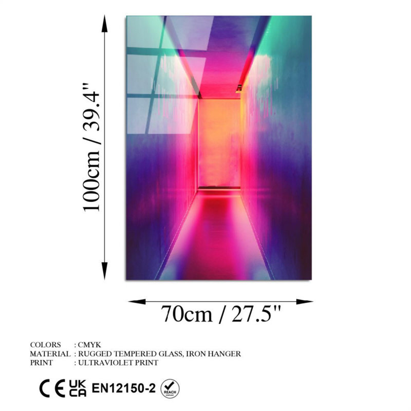 Superbe peinture murale en verre trempé 27,6 po x 39,4 po | 100% verre trempé, épaisseur: 0,16 pouce | Décoration élégante pour le salon ou le bureau, durable et facile à nettoyer, idée de cadeau parfaite