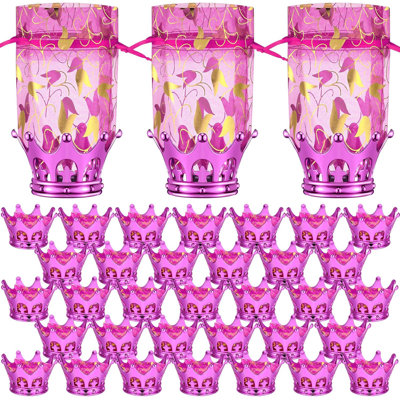 36-piece Pink Fillable Crown Goblets With Pouches