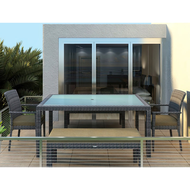 District Outdoor 5 - Piece Dining Set, Canvas Heather Beige Sunbrella® Canvas