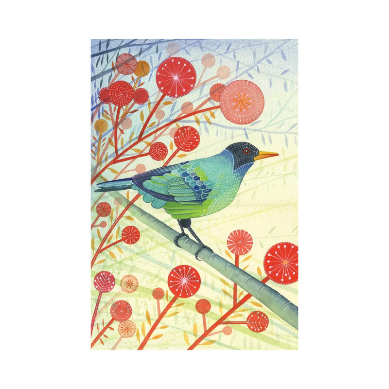 Green Honeycreeper by Michelle Campbell - Wrapped Canvas Print, 20.32 cm H x 30.48 cm W