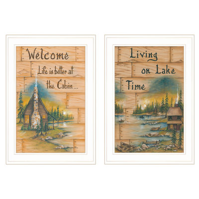 «Living on the Lake», art mural encadré 2 pièces pour salon, maison par Mary June