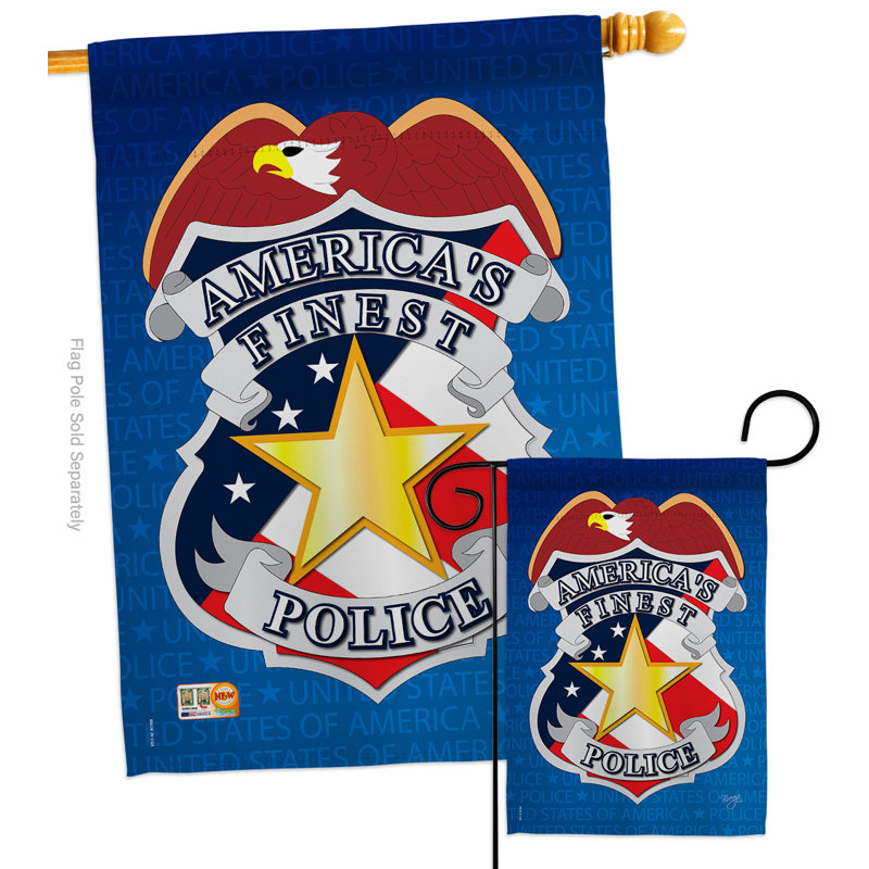 Mélange de polyester décoratif à 2 côtés 40 x 28 po à impressions policières ensemble de drapeau