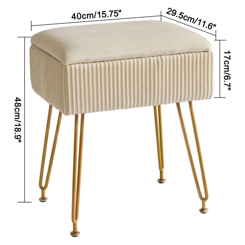 Besar Metal Accent Stool, Beige