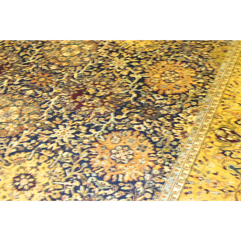 High-Quality Hand-Knotted Blue And Cream Area Rug