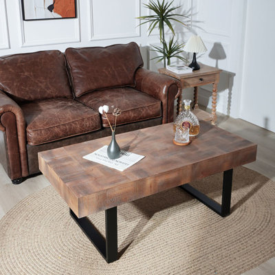 Table basse rustique en bois industriel, table basse en bois 47,2 x 23,5 po x 18 po, table fabriquée à la main