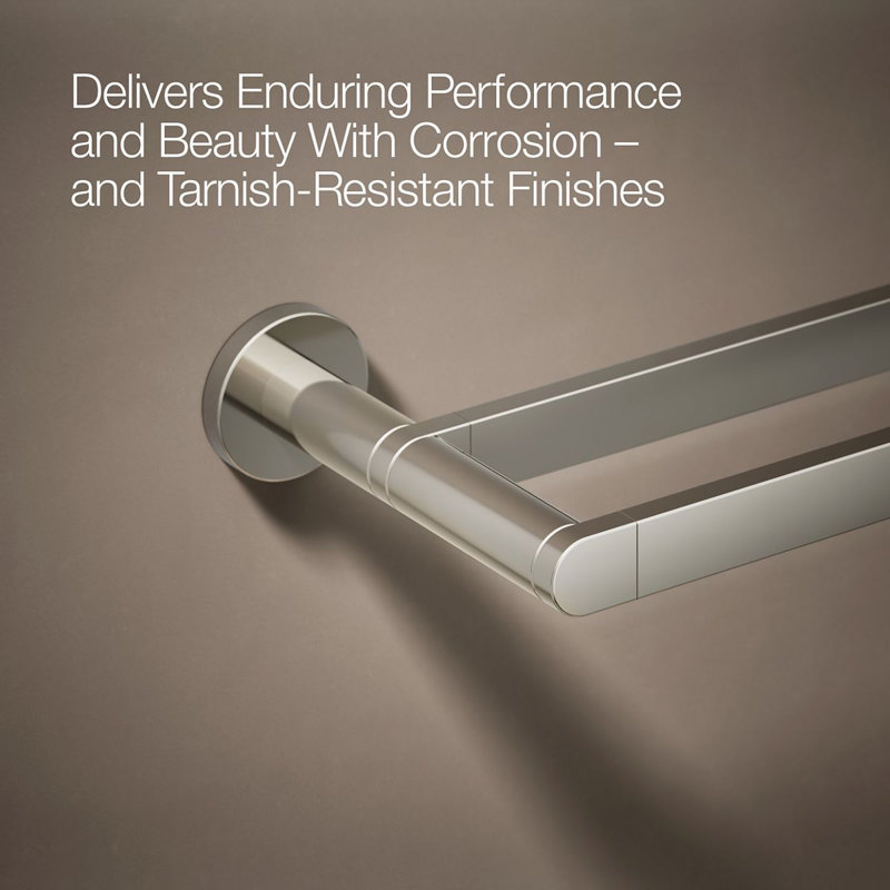24" Wall Mounted Double Towel Bar, Vibrant Polished Nickel