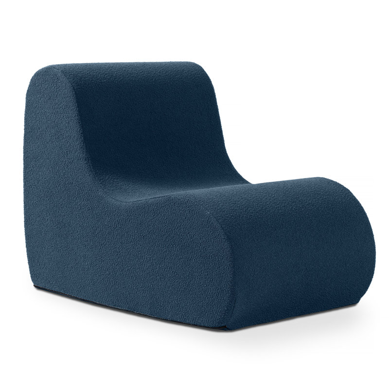 Uptown Modern Armless Accent Chair, Boucle, Navy Boucle