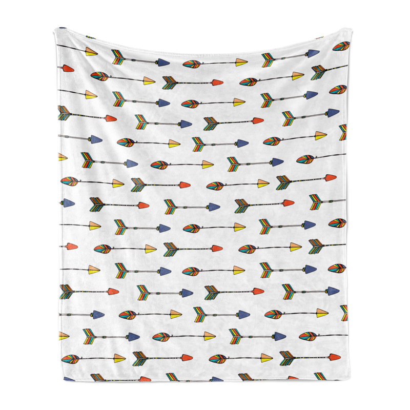 Ambesonne Arrow Fleece Throw Blanket Native Folk Multicolor, 50" W x 60" L