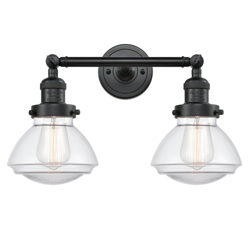 Éclairage pour salle de bain 2 lumières Chesterville, Transparent, Noir mat, Ampoule DEL 6 watts Vinage