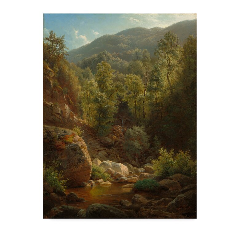 Scene in The Catskills, 1858' Oil Painting Print On Wrapped Canvas Millwood Pines Size: 24 H x 18 W x 2 D