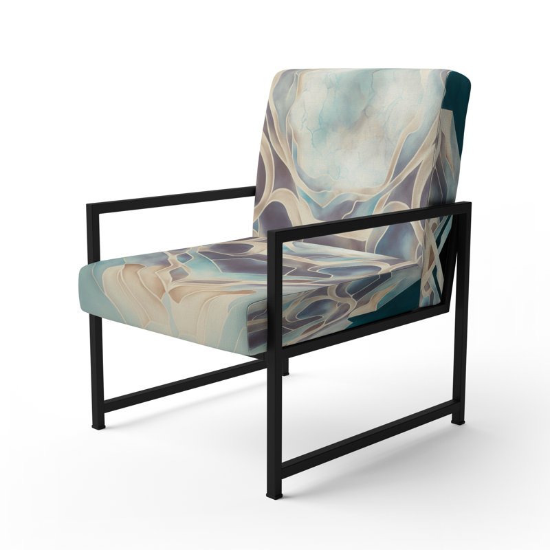 Chaise avec accoudoirs rembourrée à motif géométrique abstrait Brickner, Noir, noir, noir, noir
