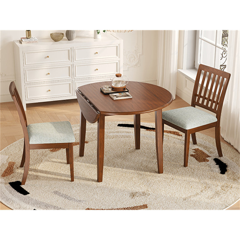 Ensemble de table de salle à manger 3 pièces pour 2 personnes, 1 table de salle à manger pliante en bois + 2 chaises rembourrées, conception compacte pour les petits appartements et les salles à manger