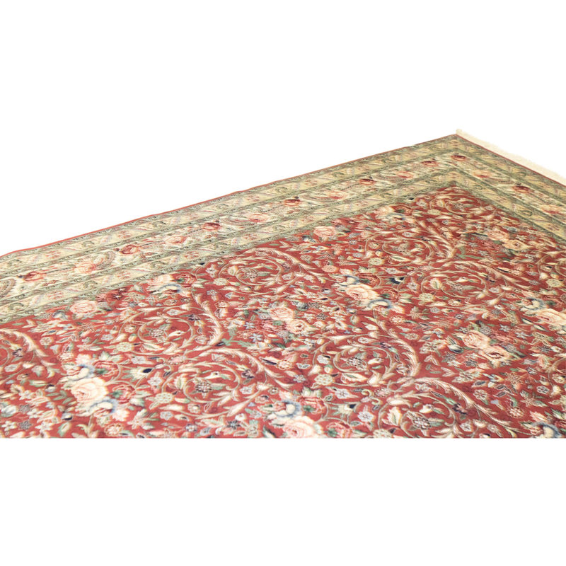 Hand Knotted Wool Oriental Area Rug in Rust And Ivory