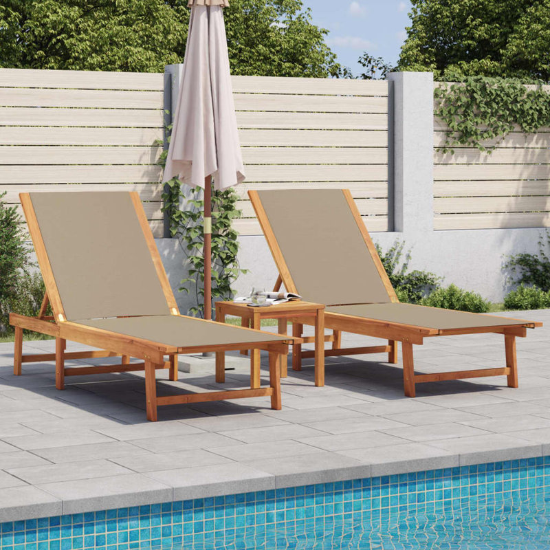 Jennie 200cm Long Acacia Single Chaise, Brown