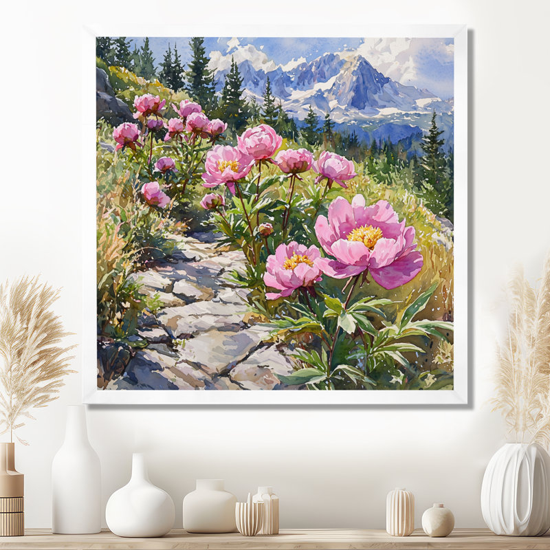 Pivoines le long du sentier de montagne I - pivoines, art mural, Reproduction encadrée d'une seule photo, H 30 po x l 30 po