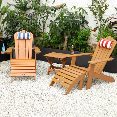 Chaise de jardin Adirondack Mobilier d'extérieur peint avec porte-gobelet Bois en plastique résistant aux intempéries et à la décoloration