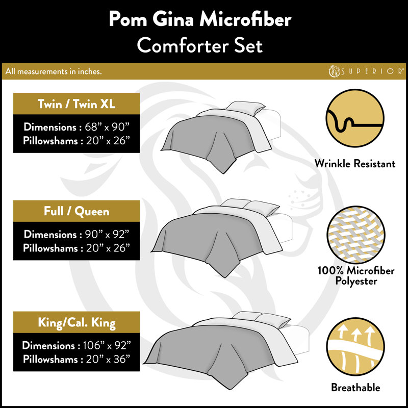 Ensemble d'édredon en microfibre Superior Pom-Pom, Simple / simple TG + 1 taie décorative, Gris