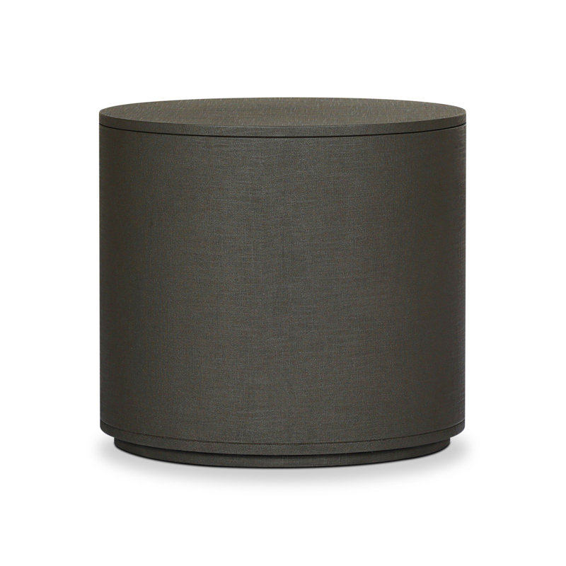 Amelia Oval One Drawer Nightstand-Black Linen, Dark Green Lacquered Linen
