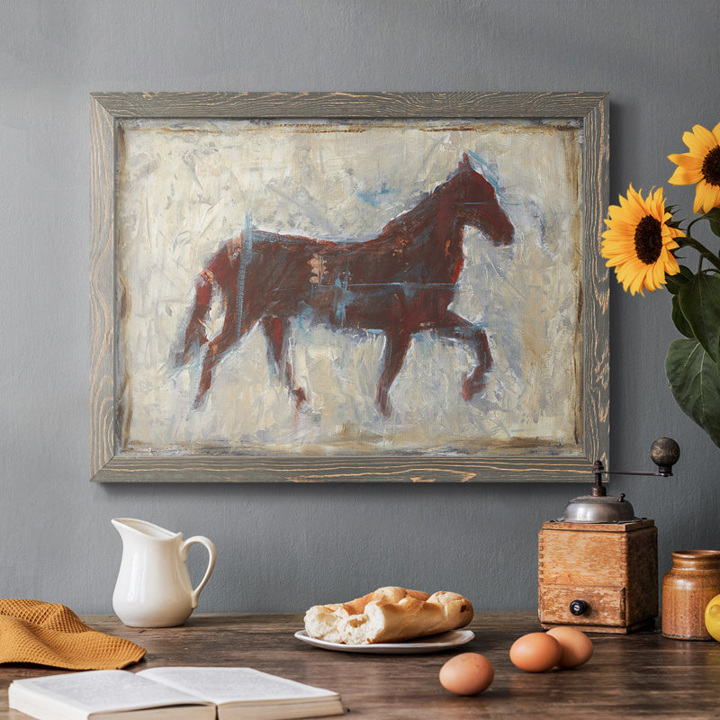 Iron Equine II, peinture sur toile encadrée, Gris, H 28 po x l 42 po x P 1,5 po
