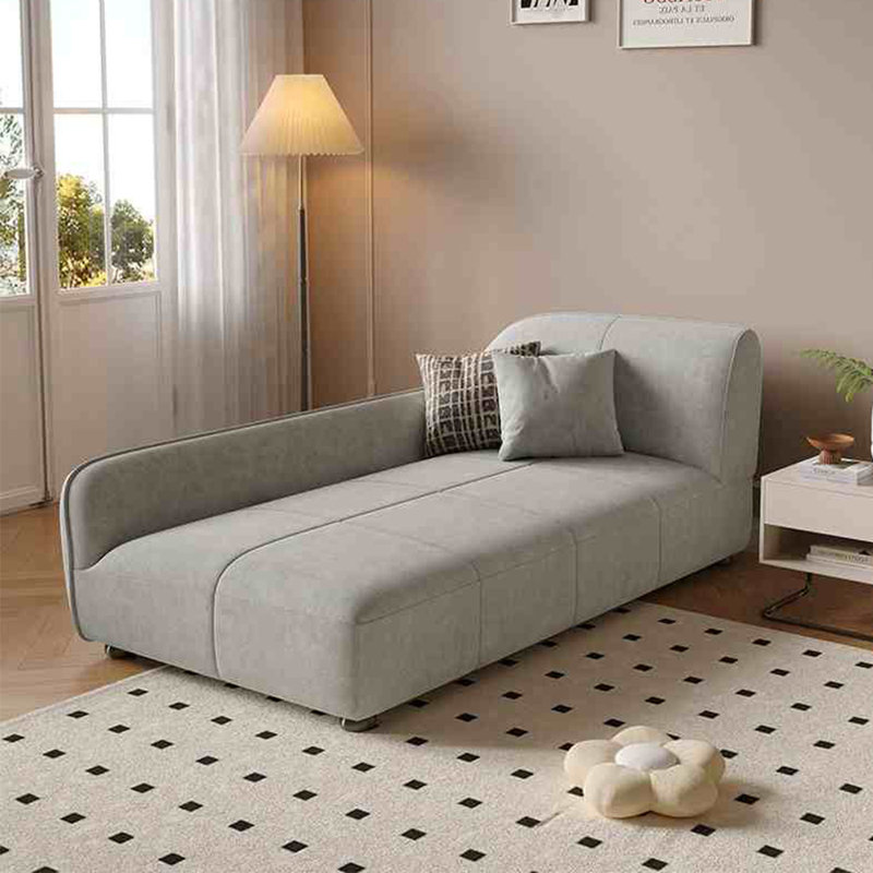 Méridienne moderne et simple en bois massif, Accoudoir à droite (vu de face), Gris clair